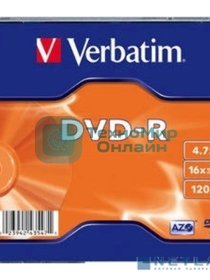 Диск DVD-R Verbatim 16-x, 4.7 Gb, (уп 20 шт) (43547)