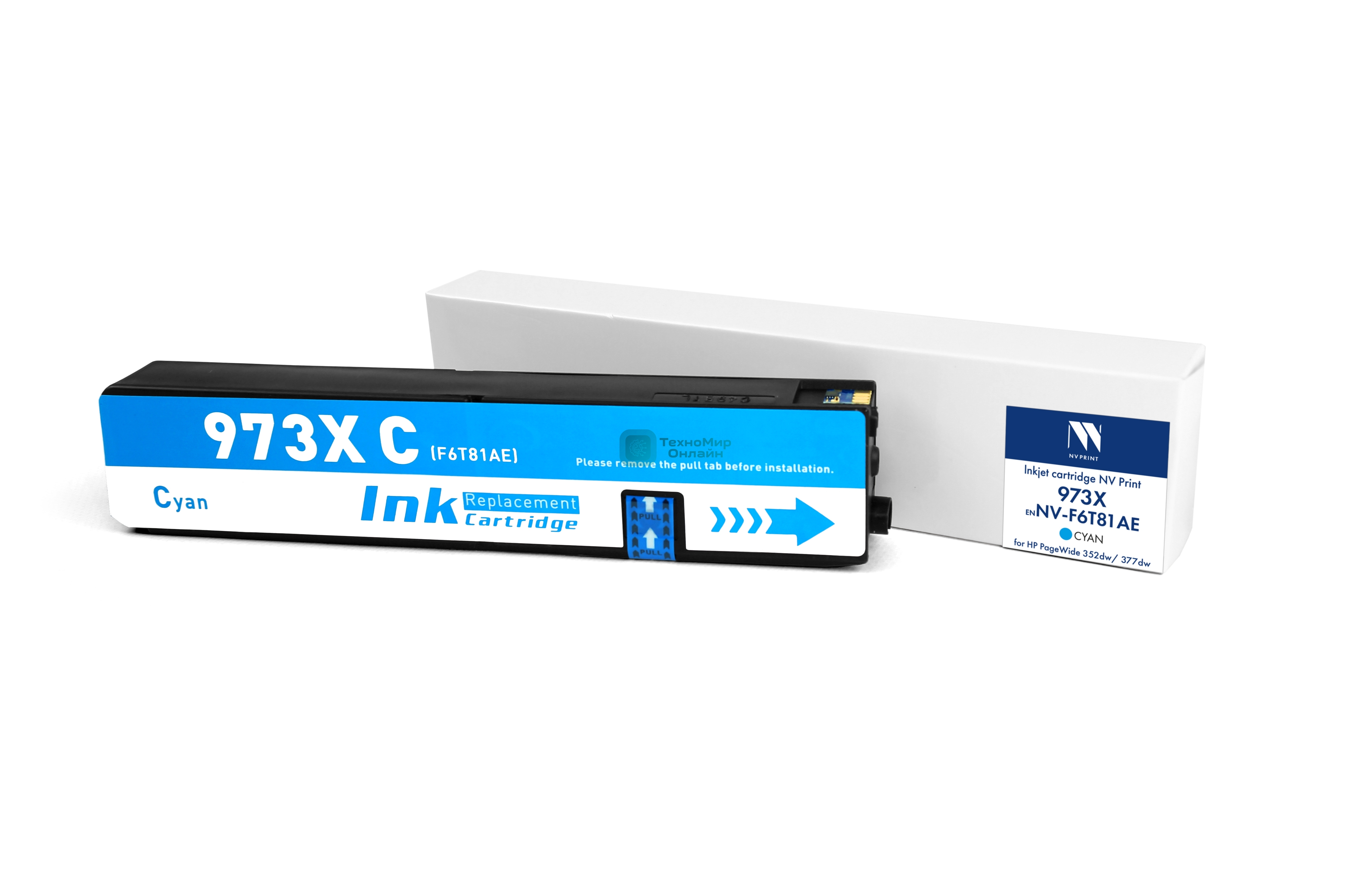 Картридж струйный NVPrint 973X (NV-F6T81AE) голубой для HP PageWide 352dw/377dw/Pro 452d/477/552/577/Managed P55250dw/P57750dw (7000 стр) совместимый