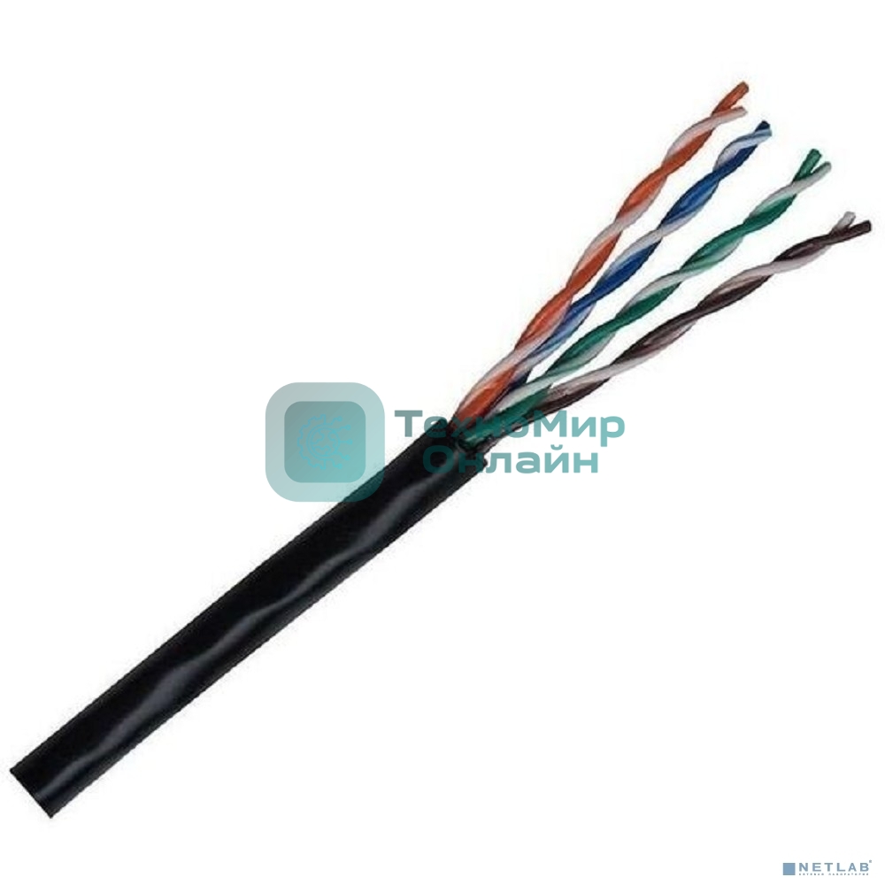 Кабель NEOMAX NM711032-100М-РТ U/UTP cat.5e 4x2x0.46, 25 AWG, Медь, внешний, PE, 100м, черный