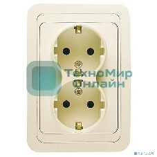Розетка Makel 2-м СП Mimoza 16А IP20 с заземл. крем/крем