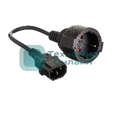Кабель-переходник (UPS->розетка) ExeGate Power EC-30P (C14->Евророзетка) VDE-250V-3*0.75-CU, 0.15м