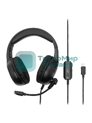 Наушники с микрофоном Oklick HS-L930G SNORTER черный/синий 2м мониторные USB оголовье (HS-L930G)