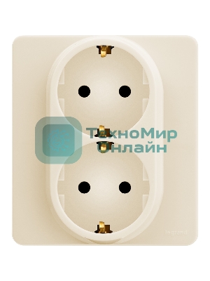 Розетка 2 x 2К+З немецкий стандарт 16А 250 В слоновая кость