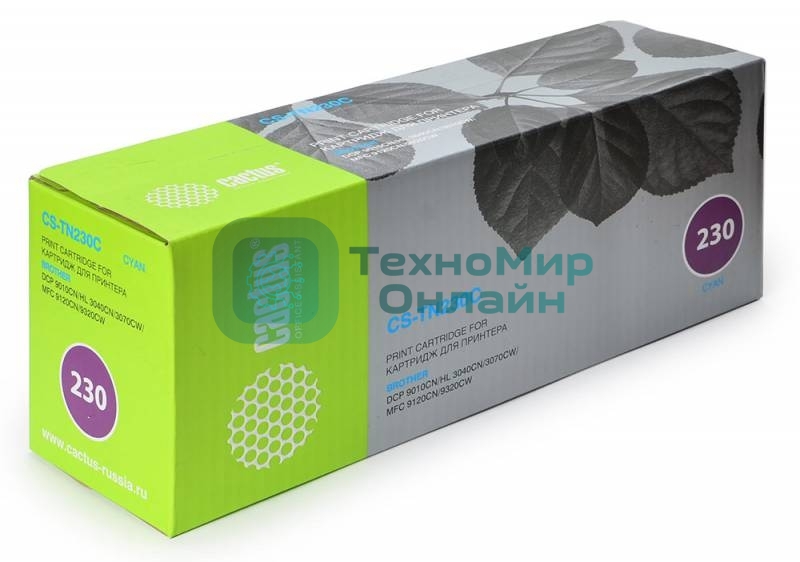 Картридж лазерный Cactus CS-TN230C голубой (1400 стр.) для Brother HL-3040/3070, DCP-9010, MFC-9120/9320