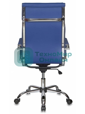 Кресло руководителя Бюрократ CH-993/blue синий, искусственная кожа, крестовина хромированная