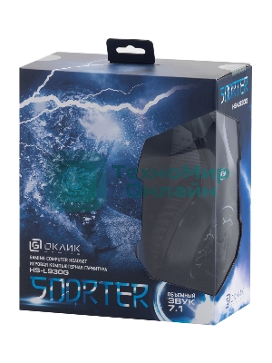 Наушники с микрофоном Oklick HS-L930G SNORTER черный/синий 2м мониторные USB оголовье (HS-L930G)