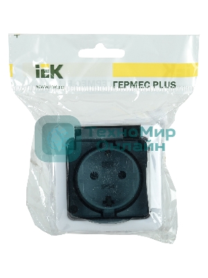 Розетка 2-м ОП Гермес Plus РСб22-3-ГПБд с защ. крышкой с заземл. IP54 (цвет крышки дымчатый) IEK ERMP22-K03-16-54-EC