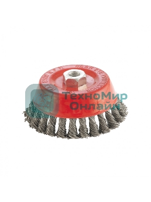 Щетка Matrix для УШМ, 125 мм, М14, Чашка, крученая проволока 0,8 мм