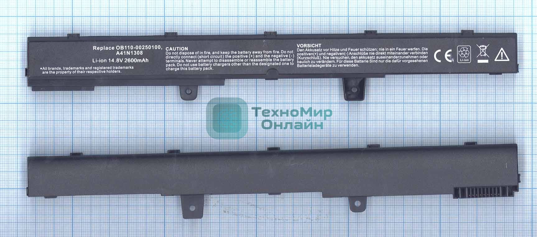 Аккумуляторная батарея для ноутбука Asus X441CA X551CA 14.8V 2600mAh OEM черный