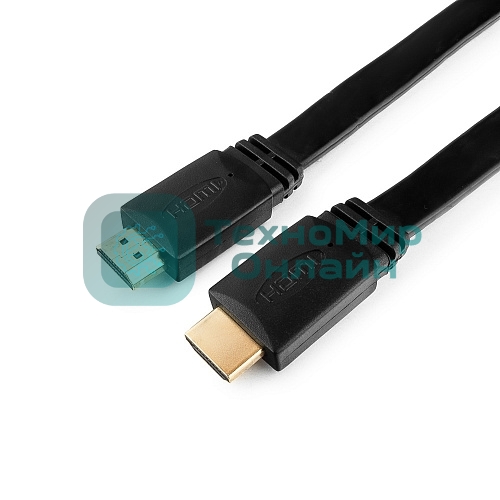 Кабель Cablexpert HDMI CC-HDMI490-15, 19M/19M, v2.0, медь, позол.разъемы, экран, плоский кабель, 1м, черный, пакет