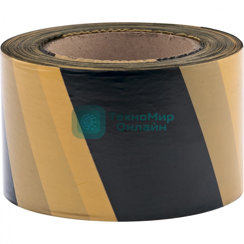 Лента сигнальная Сибртех, 50 мм х 200 м черно-желтая