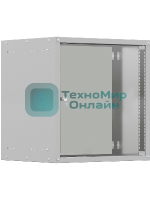 Шкаф коммутационный NTSS Lime (NTSS-WL9U5560GS) настенный 9U 550x600 мм пер. дв. стекл несъемн. бок. пан. 30 кг серый 110 град. IP20 сталь