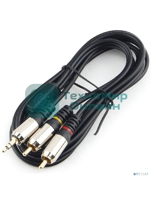 Кабель аудио Cablexpert CCAB-02-35M2RM-1.5MB. 3.5 Jack(M)/2х RCA (M), черный, 1.5м, блистер
