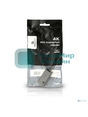 Переходник miniDisplayPort -> DisplayPort, Cablexpert A-mDPM-DPF4K-01, 4K, 20M/20F, длина 16см, черный, пакет