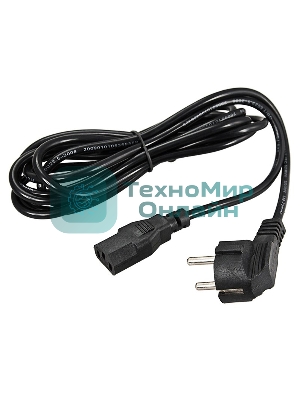 Шнур сетевой Rexant евровилка угловая - евроразъем С13, кабель 3x0,75 мм², длина 1,8 м. (PVC пакет)