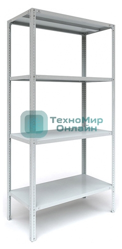 Металлические стеллажи Стеллаж MS 185/100х60/4 (Размеры внешние (ВхШхГ) 1850х1000х600 мм, 4 полки, с единой стойкой)