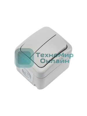 Выключатель двухклавишный Kranz Mini OG OG IP54, о/у, серый