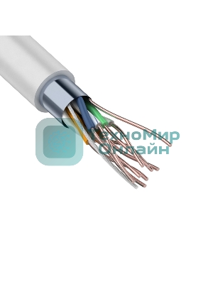 Кабель витая пара Rexant F/UTP, категория 6, ZH нг(А)-HF, 4PR, 23AWG, внутренний, серый, 305м