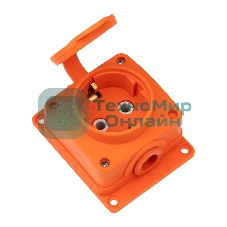 Розетка (колодка) Rexant влагозащищенная с крышкой 1 гнездо COMPACT, с/3, 16А, IP54, каучук, оранжевый