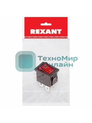 Выключатель клавишный Rexant 250V 6А (4с) ON-OFF красный с подсветкой Mini (RWB-207, SC-768)