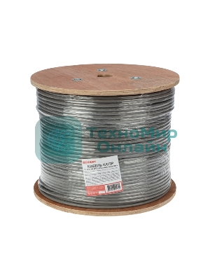 Кабель витая пара Rexant F/UTP, категория 6, ZH нг(А)-HF, 4PR, 23AWG, внутренний, серый, 305м