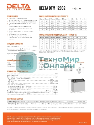 Батарея для ИБП Delta DTM 12032 (12V, 3.2Ah)