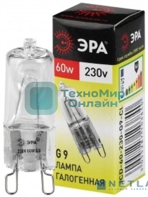 Лампа галогенная ЭРА G9-JCD-60-230V-Cl(100/1000/30000)