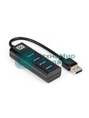 USB-концентратор 4-в-1 ExeGate DUB-4TP (кабель-адаптер USB3.0 --> 4xUSB3.0, Plug&Play, черный)