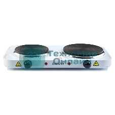 Плитка Galaxy Line GL 3002, белый, электрическая, 2500 Вт (1000Вт+1500Вт), 2 закрытых нагревательных элемента, макс. нагрузка 10 кг, диаметр нагрев. элементов 155 и 185 мм, металлический корпус покрыт эмалью, плавная регулировка температуры нагрева, 2 индикатора работы