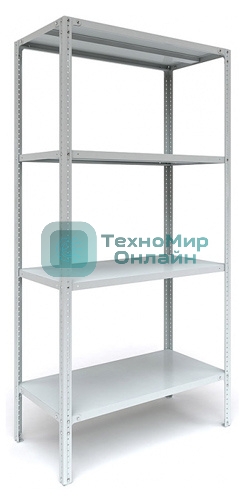 Металлические стеллажи Стеллаж MS 185/100х30/4 (Размеры внешние (ВхШхГ) 1850х1000х300 мм, 4 полки, с единой стойкой)