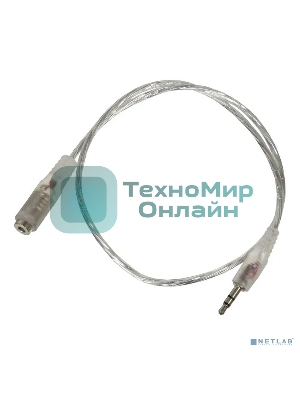 Кабель-удлинитель аудио Buro Jack/Plug 3.5мм (f) 1м. прозрачный