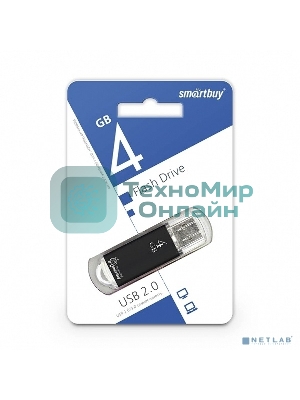 Флешка USB Smartbuy V-Cut black (SB4GbVC-K), 4Gb, USB 2.0, R/W 25/15, черный