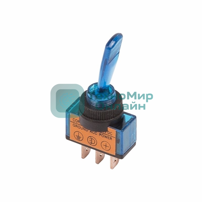 Тумблер Rexant 12V 20А (3c) ON-OFF однополюсный с синей подсветкой