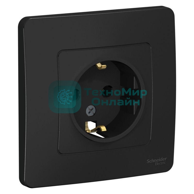 Розетка СП Blanca 16А 250В без шторок с заземл. антрацит SchE BLNRS001016