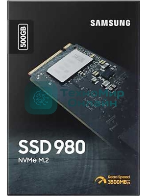 Накопитель SSD Samsung 980 MZ-V8V500BW, 500Gb, PCIe 3.0 x4, M.2 2280, NVMe, R/W 3100/2600