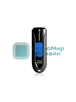 Флешка USB Transcend JetFlash 790 (TS64GJF790K), 64 Gb, USB 3.0, R/W 90/40, черный/синий