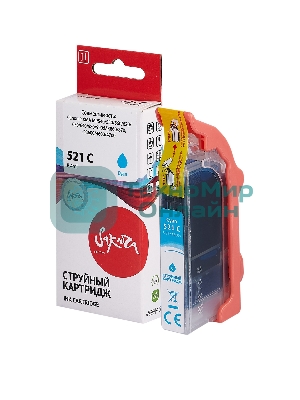 Картридж струйный Sakura 2934B004 (521 C) для Canon, голубой, 8,4 мл., 530 к.