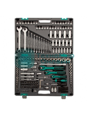 Набор инструментов STELS 141151/4'' 3/8'' 1/2'' cr-v s2 усиленный кейс 216 предм.