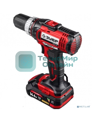 Дрель-шуруповерт аккумуляторная Зубр ДШЛ-145-22, Аккумуляторная, 14,4В, 2 АКБ, Кейс