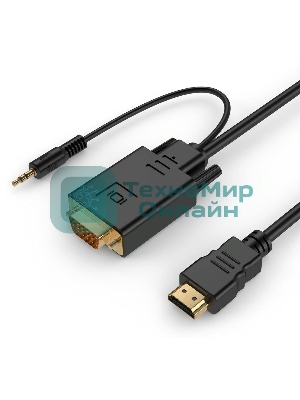 Кабель-переходник аудио-видео Premier 5-983AU HDMI (m)/VGA (m) 1.8м. черный (5-983AU 1.8)