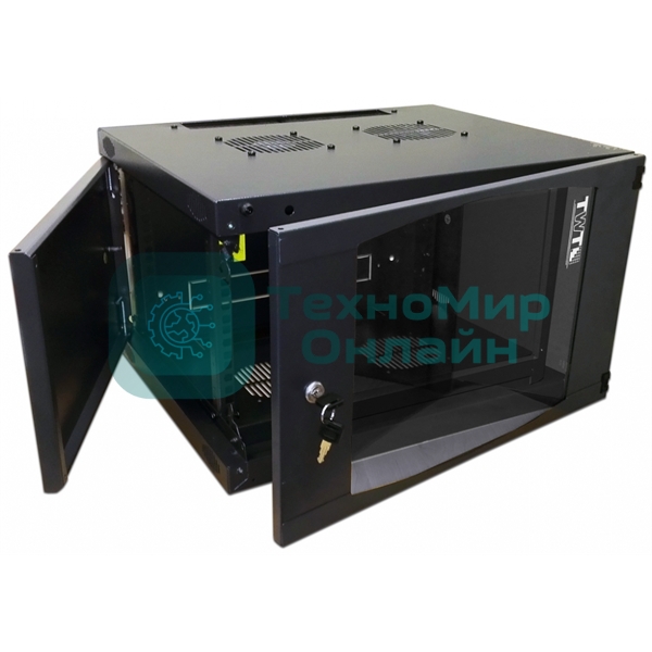 Шкаф настенный Next, 18U 550x600, стеклянная дверь, черный