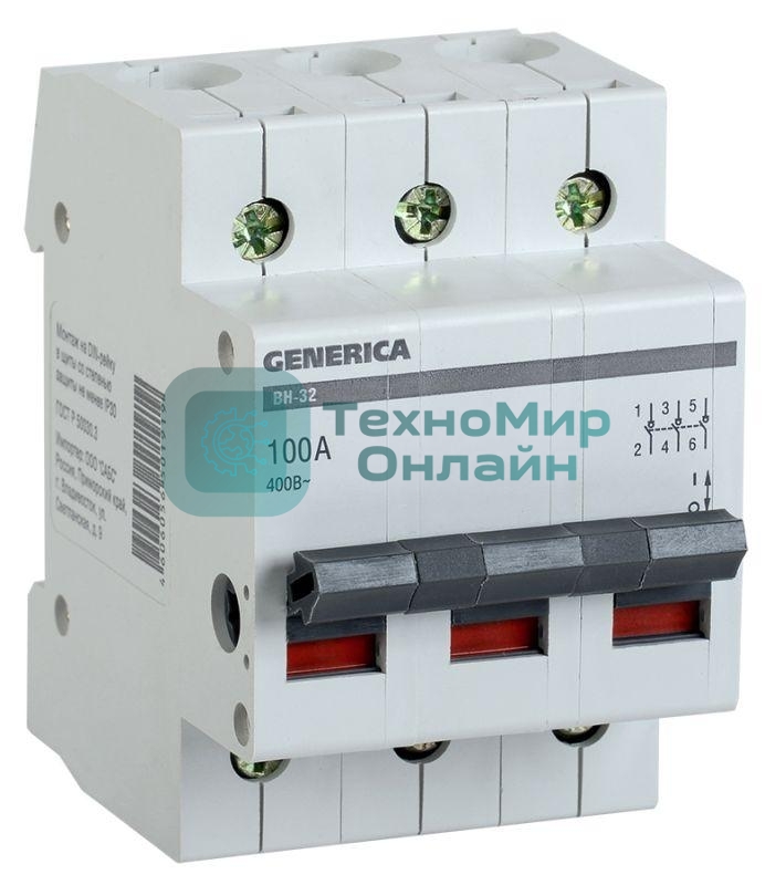 Выключатель нагрузки (мини-рубильник) 3п ВН-32 100А GENERICA IEK MNV15-3-100