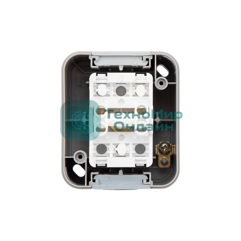 Выключатель двухклавишный Kranz Mini OG OG IP54, о/у, серый