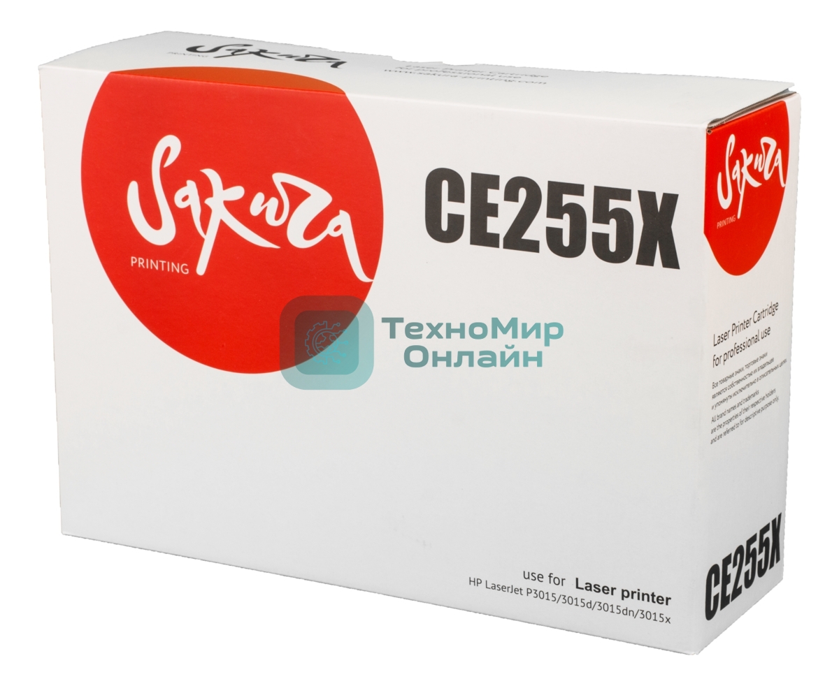 Картридж лазерный Sakura CE255X для HP LaserJet P3015/3015d/3015dn/3015x, черный, 12500 к.