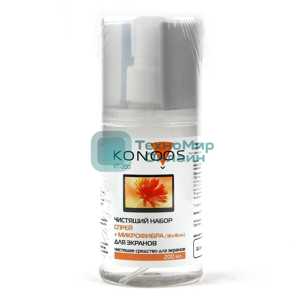 Набор Konoos для ЖК-экранов KT-200 (спрей 200 мл + салфетка)