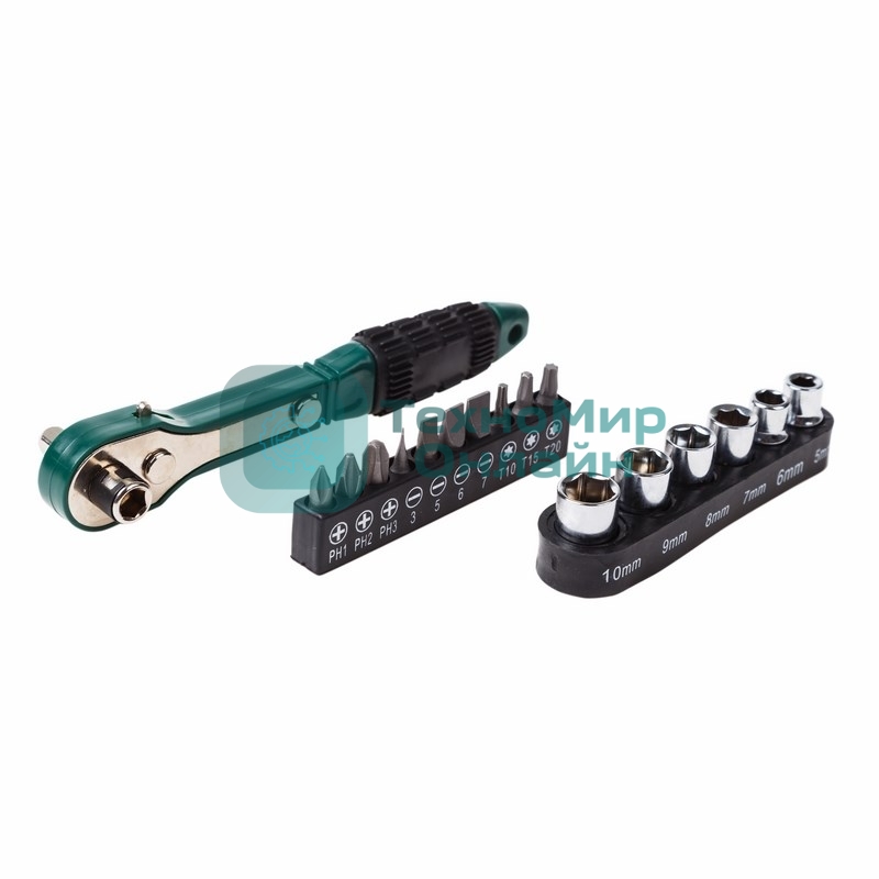 Набор головок и бит с ключом-трещоткой 17 предметов Rexant