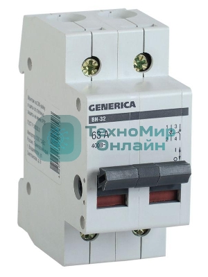 Выключатель нагрузки IEK MNV15-2-063 (мини-рубильник) ВН-32 2Р 63А GENERICA