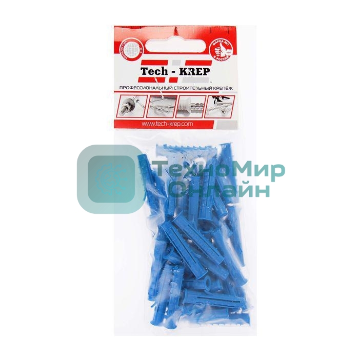 Дюбель распорный Чапай 6х35 шипы+усы полипропилен (уп. 50 шт) пакет Tech-Krep 112812