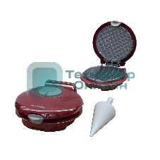Вафельница Willmark WM-103R (1 круглая ваф. форма, терморегулятор, 750Вт, конус для морож., красная)
