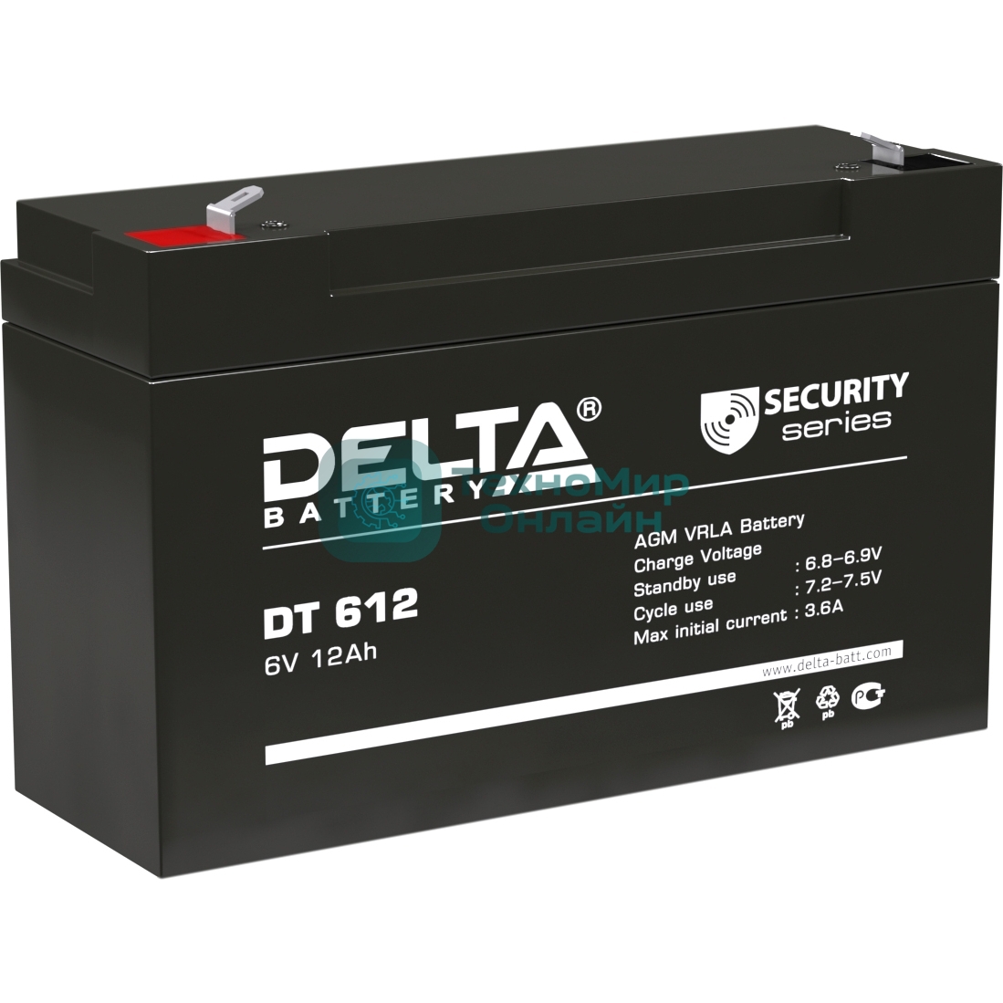 Аккумуляторная батарея Delta series DT, DT 612, voltage 6V, capacity 12Ah (discharge 20 hours)